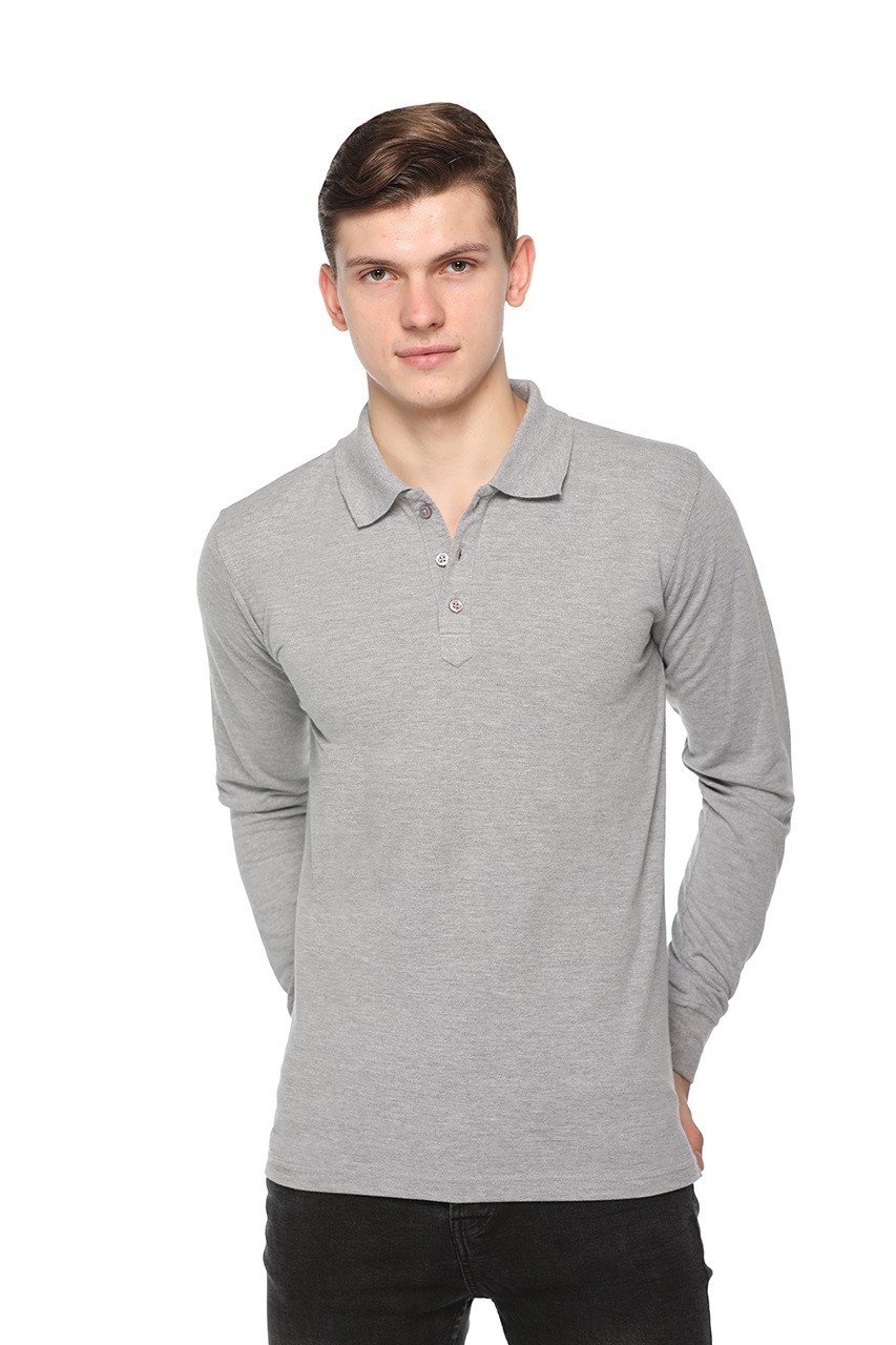 Pikmee Fas-Tees Polo Full Sleeve Grey T-shirt