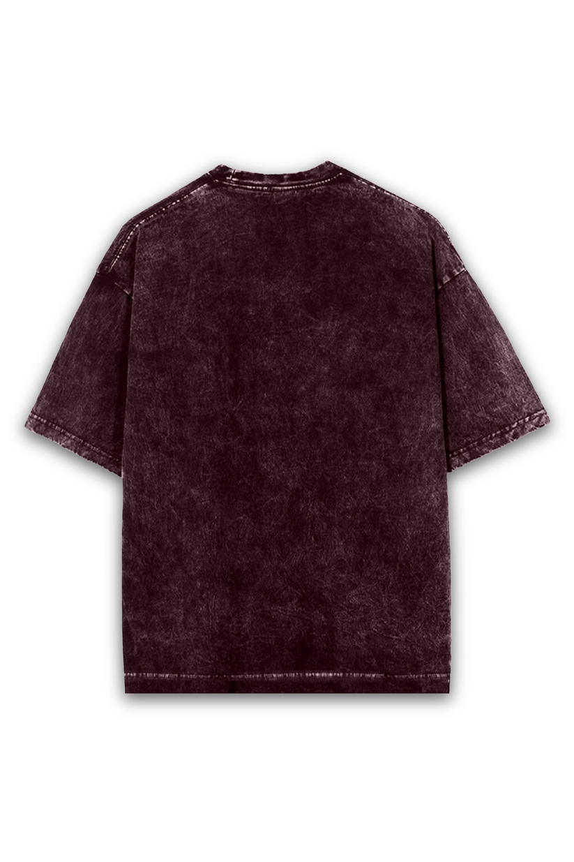 Oversize Acid wash plain t shirt - Maroon