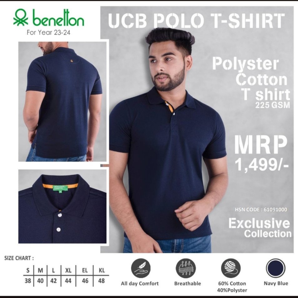 Ucb Polo Neck T-Shirt – Navy Blue
